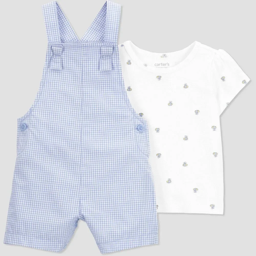Carter S Just One You® Baby Girls Gingham Overalls - Blue 6M